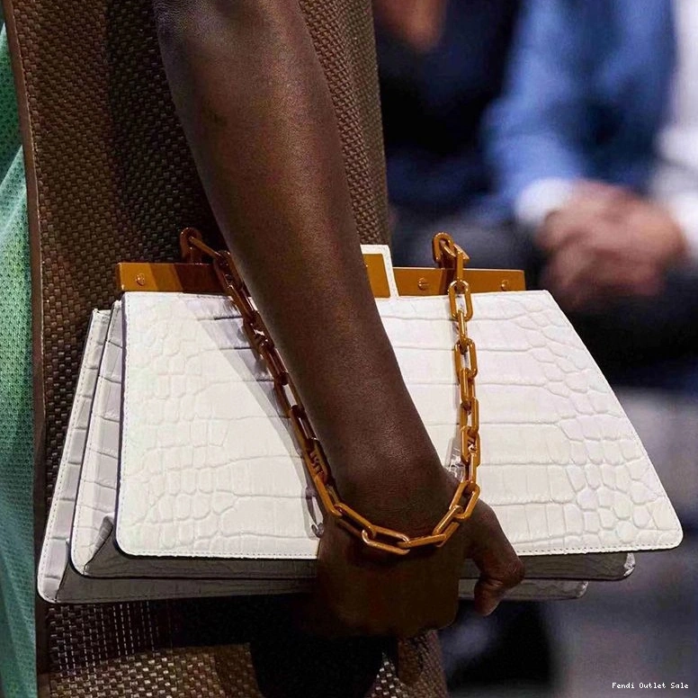 Affordable Bag Medium White Crocodile Cut In Leather Fendi Peekaboo 0807